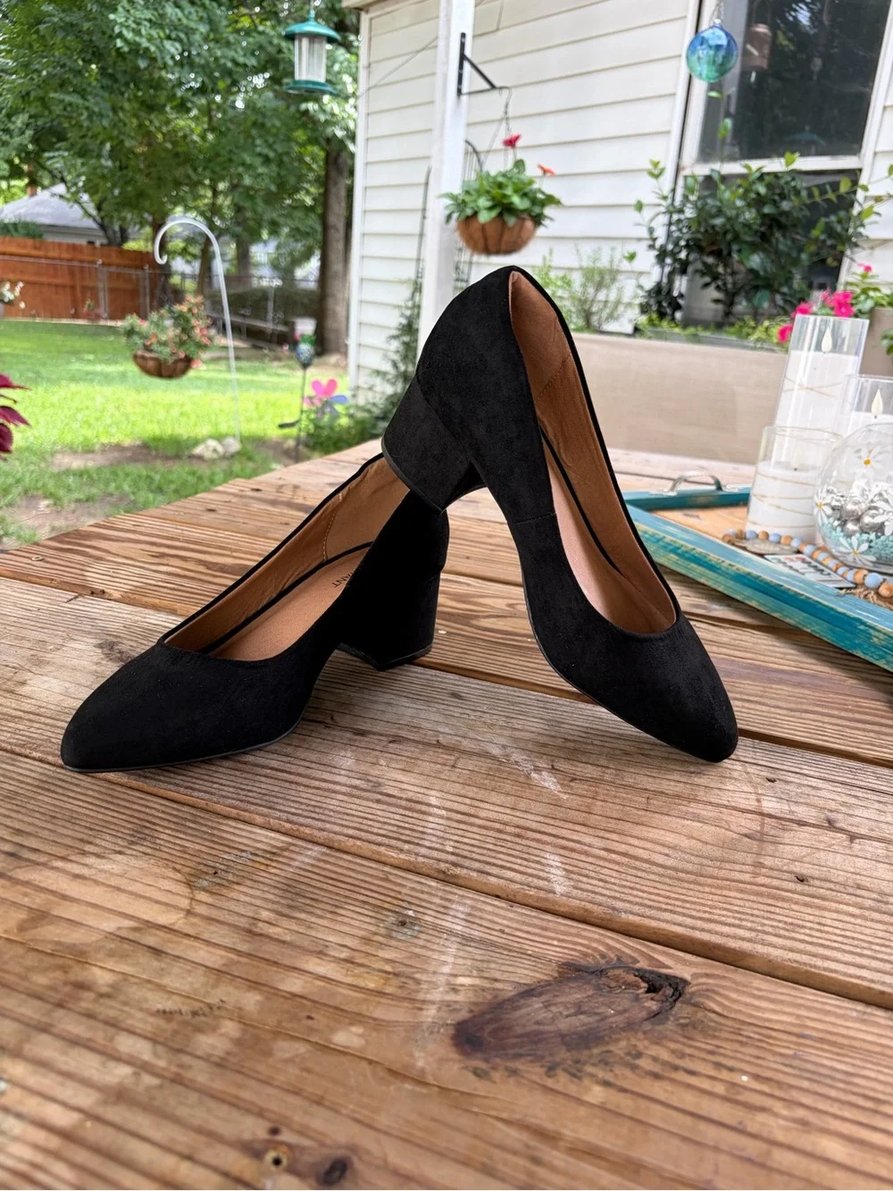 Lane Bryant Black Suede Low Block Heel Pumps in 10W.